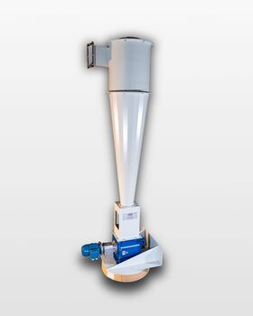 Zyklonabscheider von CK AirTechnik zur Luftstromtrennung in industriellen Anwendungen – zylindrisches Gehäuse mit tangentialem Lufteinlass, optimiert für die effiziente Partikelabscheidung durch Zentrifugalkraft; modular integrierbar in zentrale Absauganl